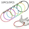 Stainless steel wire keyring - round rope - screwable connectorKeyrings