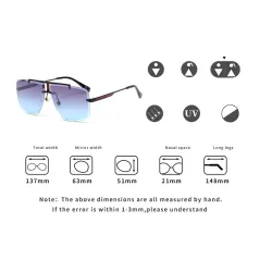 Quadratische Vintage Sonnenbrille - randlos - UV400 - unisex