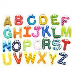 Wooden fridge magnets - educational toy - symbols / alphabet - numbersFridge magnets