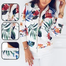 Trendy retro short jacket - with zipper - floral printJackets