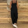 Vintage linen jumpsuit - lace up straps - loose - wide legJumpsuits
