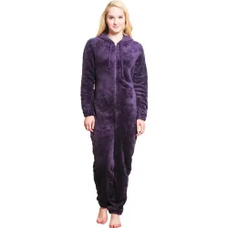 One piece pyjama - fluffy fleece warm jumpsuit - with hood / zipperLingerie