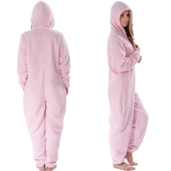 One piece pyjama - fluffy fleece warm jumpsuit - with hood / zipperLingerie
