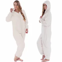 One piece pyjama - fluffy fleece warm jumpsuit - with hood / zipperLingerie