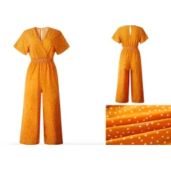 Classic polka dots jumpsuit - short sleeve - loose legJumpsuits