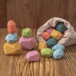 Jenga-Steine aus Holz - bunte Bausteine - Lernspielzeug
