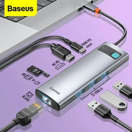 Baseus - USB C HUB USB type-C - multi HUB 3.0 - Ethernet - splitter - adapter - for Macbook / SamsungHubs