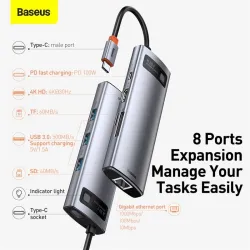 Baseus - USB 3.0 Typ-C HUB auf HDMI RJ45 - SD Reader PD - Dockstation - Splitter - für MacBook Pro