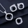 Elegantes Schmuckset - Halskette / Ohrringe / Ring - mit Saphir - Sterling Silber