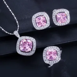 Elegantes Schmuckset - Halskette / Ohrringe / Ring - mit Saphir - Sterling Silber