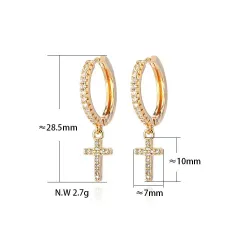 Runde Creolen aus Kristall mit Kreuz