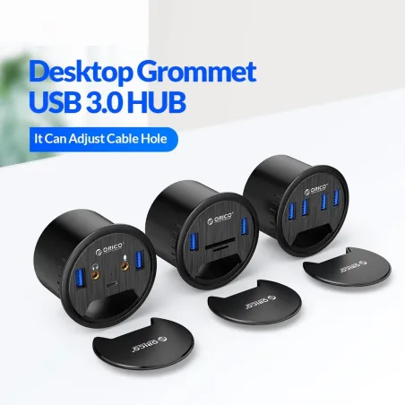 Tischdurchführung - USB 3.0 HUB Typ-C - High Speed Splitter - mit SD / TF / Kopfhörer / Mikrofon Adapter - für PC