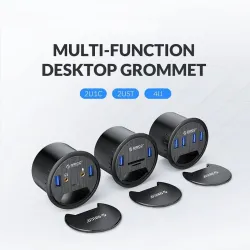 Tischdurchführung - USB 3.0 HUB Typ-C - High Speed Splitter - mit SD / TF / Kopfhörer / Mikrofon Adapter - für PC