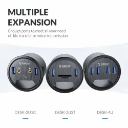 Tischdurchführung - USB 3.0 HUB Typ-C - High Speed Splitter - mit SD / TF / Kopfhörer / Mikrofon Adapter - für PC