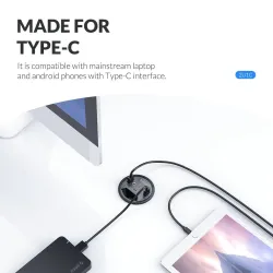 Tischdurchführung - USB 3.0 HUB Typ-C - High Speed Splitter - mit SD / TF / Kopfhörer / Mikrofon Adapter - für PC