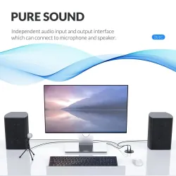 Tischdurchführung - USB 3.0 HUB Typ-C - High Speed Splitter - mit SD / TF / Kopfhörer / Mikrofon Adapter - für PC