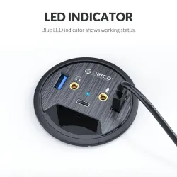 Tischdurchführung - USB 3.0 HUB Typ-C - High Speed Splitter - mit SD / TF / Kopfhörer / Mikrofon Adapter - für PC