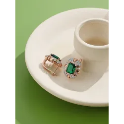 Luxuriöse ovale Ohrstecker - mit Zirkonia - Roségold