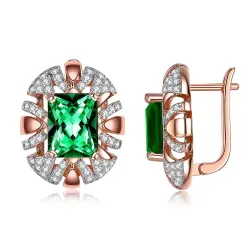 Luxuriöse ovale Ohrstecker - mit Zirkonia - Roségold
