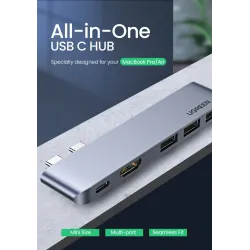 UGREEN - USB C HUB Dual Type-C auf Multi USB 3.0 4K HDMI - Adapter Thunderbolt 3 - für MacBook Pro Air