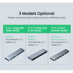 UGREEN - USB C HUB Dual Type-C auf Multi USB 3.0 4K HDMI - Adapter Thunderbolt 3 - für MacBook Pro Air