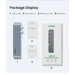 UGREEN - USB C HUB Dual Type-C auf Multi USB 3.0 4K HDMI - Adapter Thunderbolt 3 - für MacBook Pro Air