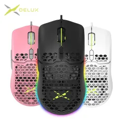 Delux M700A - kabelgebundene Gaming-Maus - RGB - 7200DPI - leicht - ergonomisch - Wabenschale