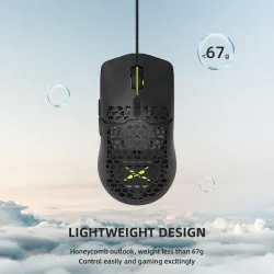 Delux M700A - wired gaming mouse - RGB - 7200DPI - lightweight - ergonomic - honeycomb shellMouses