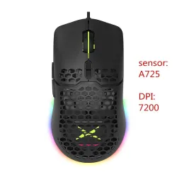 Delux M700A - wired gaming mouse - RGB - 7200DPI - lightweight - ergonomic - honeycomb shellMouses