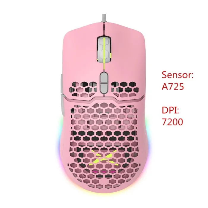 Delux M700A - wired gaming mouse - RGB - 7200DPI - lightweight - ergonomic - honeycomb shellMouses