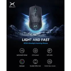 Delux M700A - wired gaming mouse - RGB - 7200DPI - lightweight - ergonomic - honeycomb shellMouses
