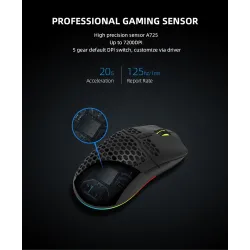 Delux M700A - wired gaming mouse - RGB - 7200DPI - lightweight - ergonomic - honeycomb shellMouses