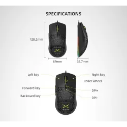 Delux M700A - wired gaming mouse - RGB - 7200DPI - lightweight - ergonomic - honeycomb shellMouses