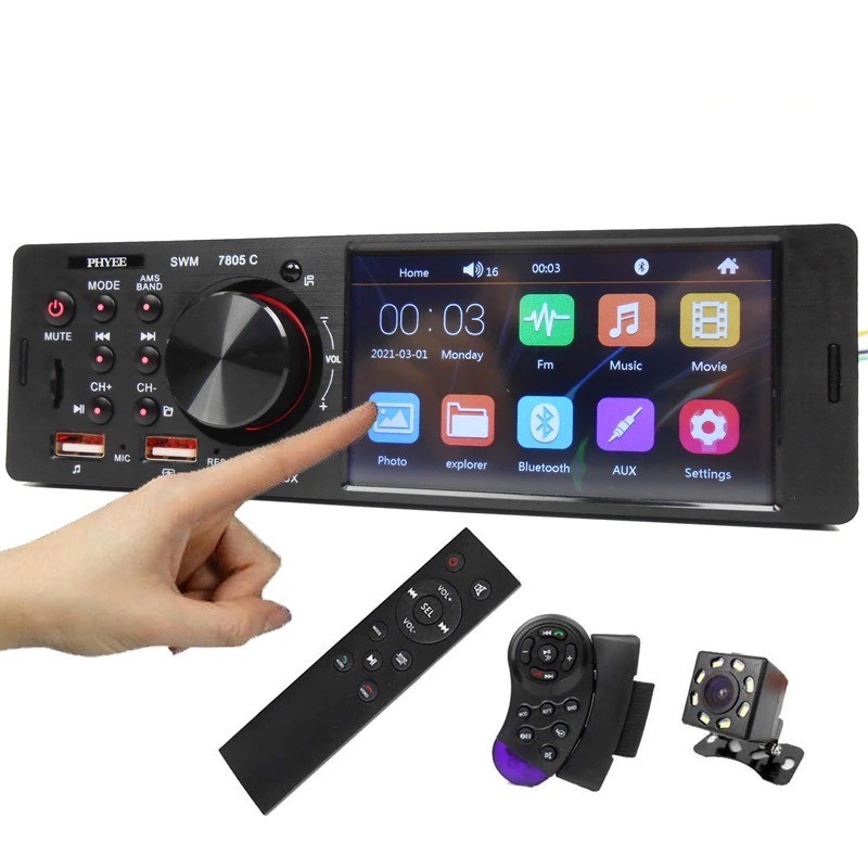 Bluetooth car radio - 4.1" - 1 Din - TF - USB - ISO - MP5 player - touch screen - fast charging