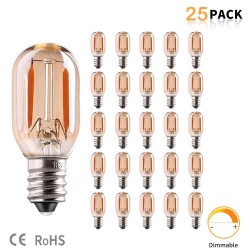 Vintage LED-Lampe - Edison Röhren - T22 - E12 - E14 - 1W - dimmbar - 2200K Gold - 25 Stück