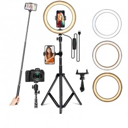 LED-Selfie-Ring - Fülllichtlampe - mit Stativ - für Make-up / Video / Fotos - dimmbar