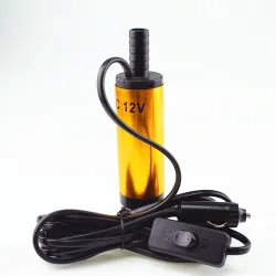 Mini elektrische Transferpumpe - für Wasser / Öl - Bandfilter - tauchfähig - mit Autostecker - 38mm - 12L/min