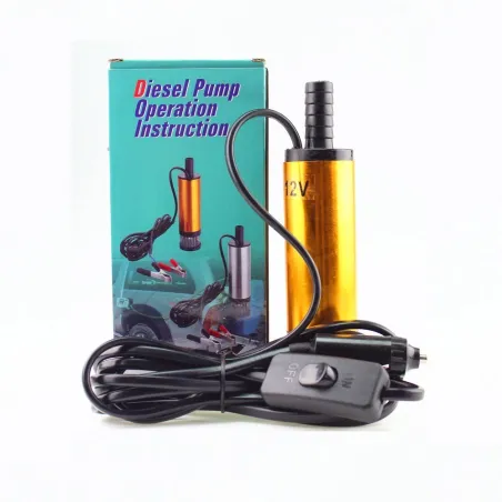 Mini elektrische Transferpumpe - für Wasser / Öl - Bandfilter - tauchfähig - mit Autostecker - 38mm - 12L/min
