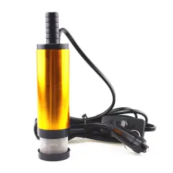 Mini elektrische Transferpumpe - für Wasser / Öl - Bandfilter - tauchfähig - mit Autostecker - 38mm - 12L/min