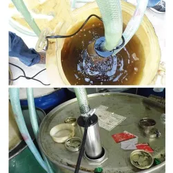 Mini elektrische Transferpumpe - für Wasser / Öl - Bandfilter - tauchfähig - mit Autostecker - 38mm - 12L/min