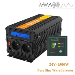 Reiner Sinus-Stromwandler - Fernbedienung - LCD-Display - Solarwechselrichter - DC 24V zu AC 220V - 1500W