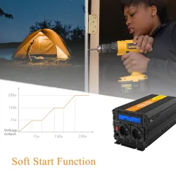 Pure sine wave power converter - remote control - LCD display - solar inverter - DC 24V to AC 220V - 1500WSolar
