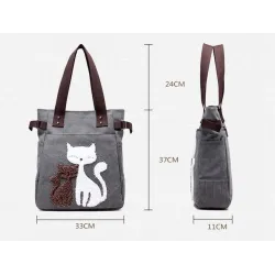 Klassische Canvas-Tasche mit bedruckter Katze