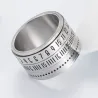 Titanring mit arabischen Ziffern & rotierender Zeit - Kalender