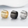 Titanring mit arabischen Ziffern & rotierender Zeit - Kalender