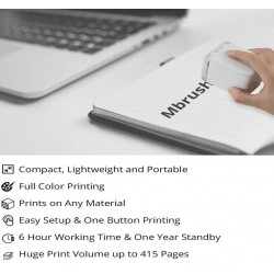 MBrush - tragbarer Mini-Tintenstrahldrucker - für Papier / Tücher / Leder / Metall - mit Tintenpatrone
