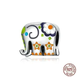 Thailand elephant - colorful enamel - 925 Sterling Silver - charm for braceletBracelets