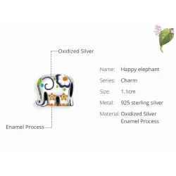 Thailand elephant - colorful enamel - 925 Sterling Silver - charm for braceletBracelets