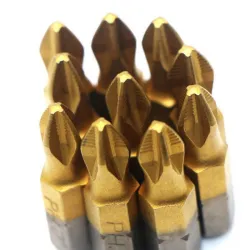 Screwdriver bits - 1/4 inch - titanium coated - anti-slip - Phillips hex shank - PH2 - 25mm - 10 piecesBits & drills