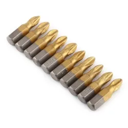 Screwdriver bits - 1/4 inch - titanium coated - anti-slip - Phillips hex shank - PH2 - 25mm - 10 piecesBits & drills